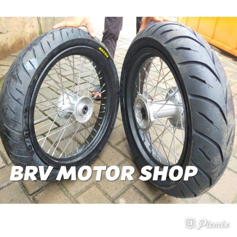 Velg SuperMoto Klx 250Cc Tromol Original Kawasaki Lengkap Ban Tubles