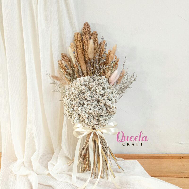 buket bunga kering/rustic bouquet/dried flower bouquet/handbouquet prewedding/buket bunga/buket pern