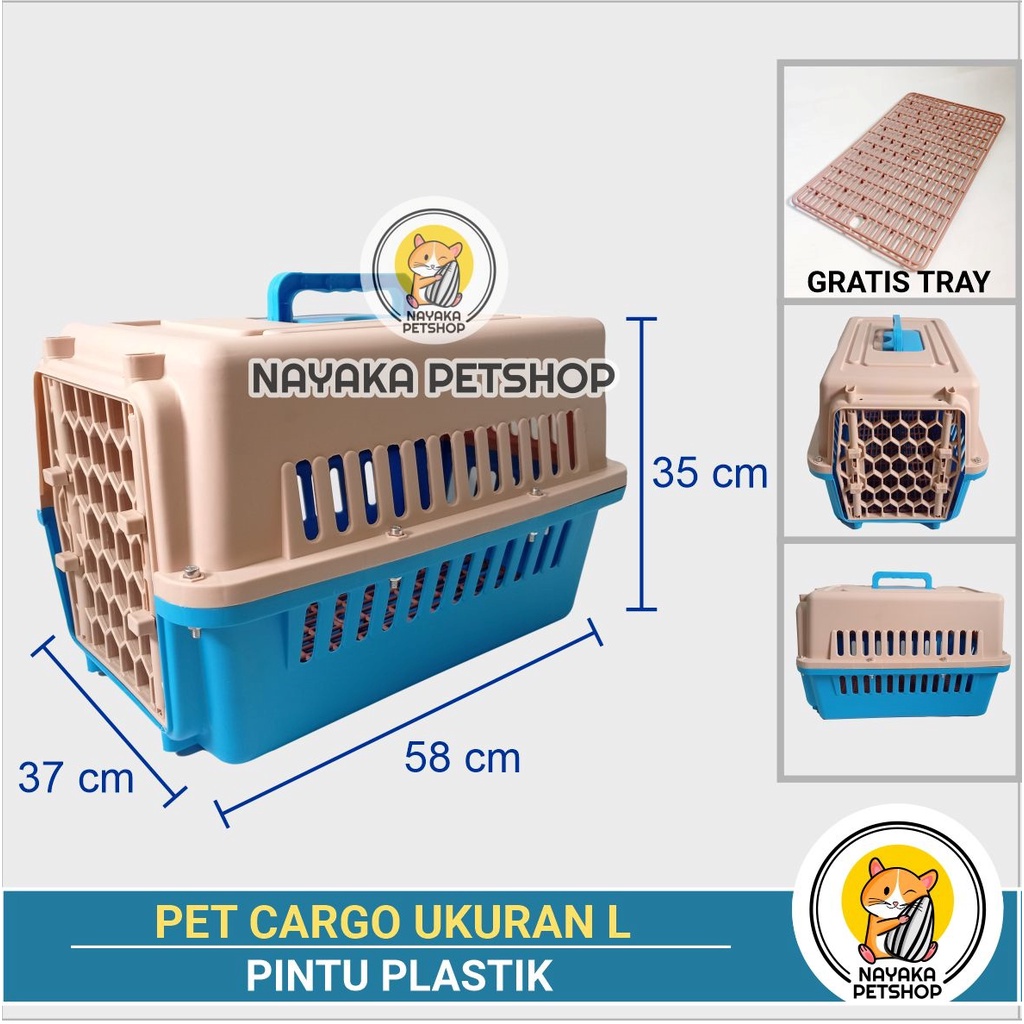 Ukuran L Pintu Plastik Pet Cargo Kucing Besar Pet Carrier Murah Jumbo Travel Kandila Musang