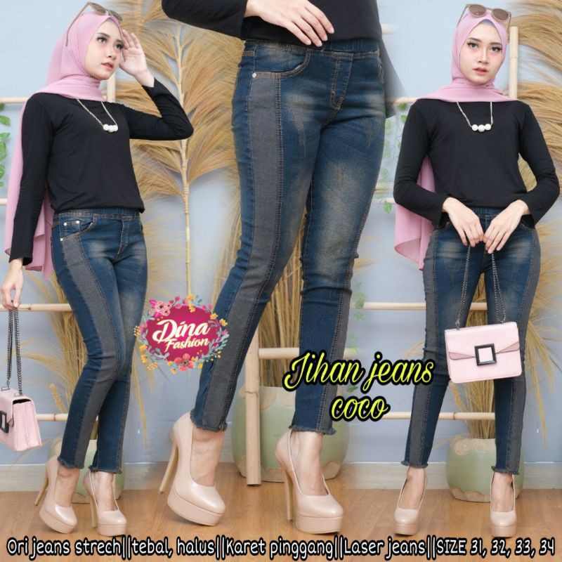 celana jeans jegging wanita jeans pinggang kolor celana legging rumbay street