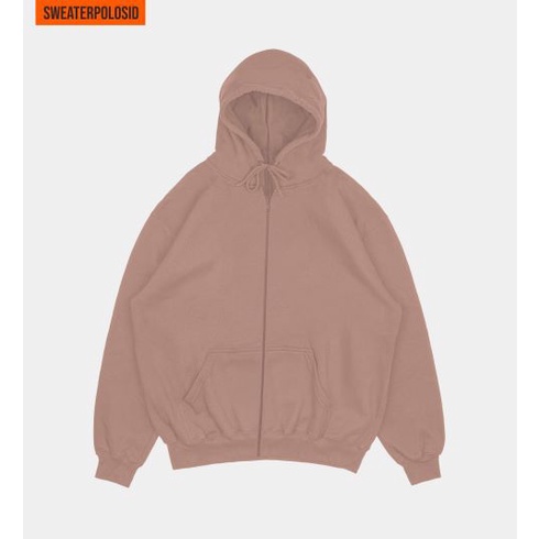 SWEATERPOLOSID  Hoodie Zipper Size M - XXL ( Pria & Wanita ) (Polos)-MOCCA