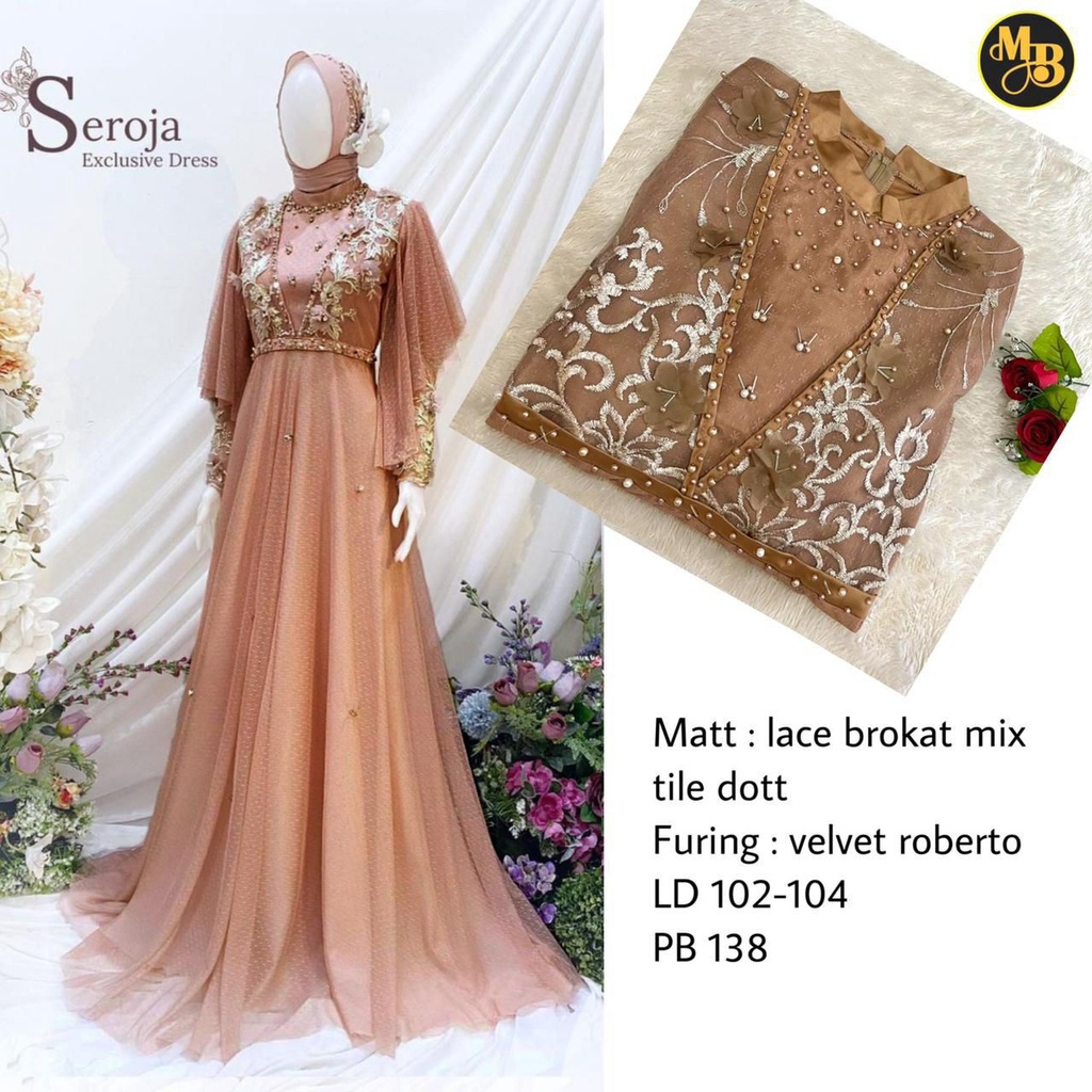 Queen Dress Gamis Brokat Tille Pink Tosca Mocca Abu Lavender Jumbo