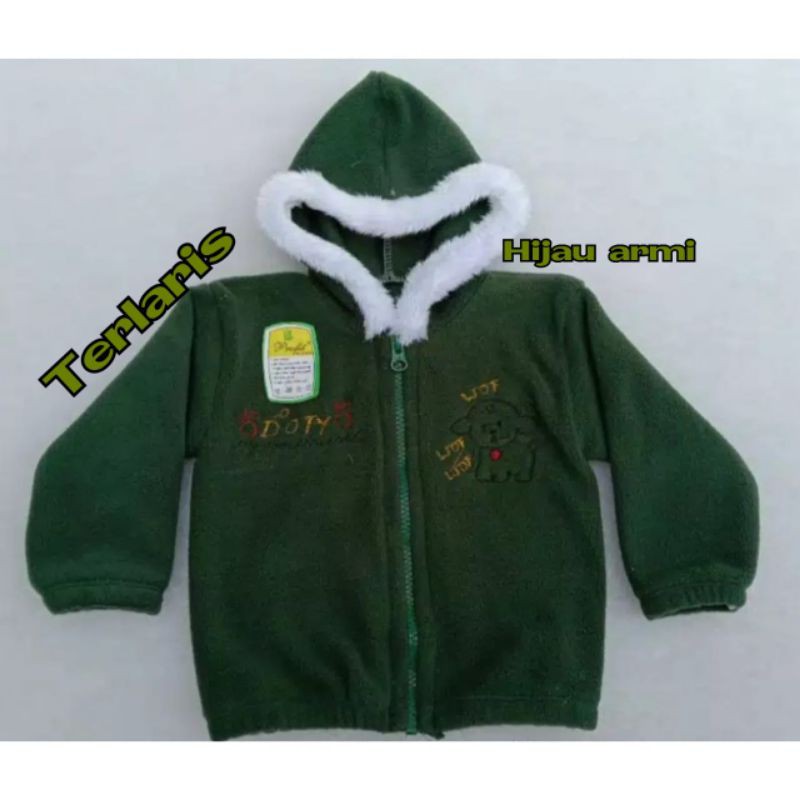 Jaket bayi lembut tebal bulu-Halus hijau armi