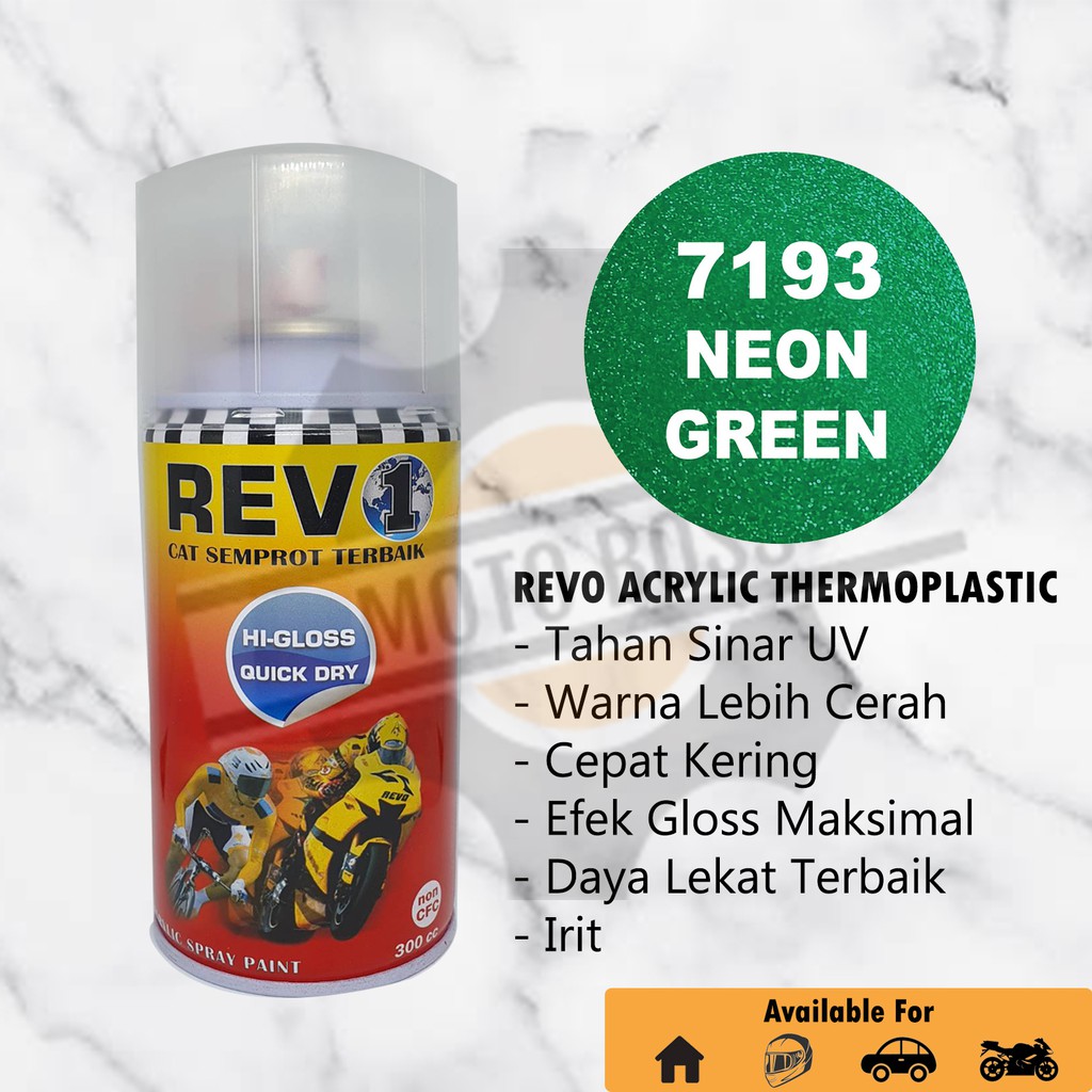 

Cat Semprot Acrylic Metallic Revo Neon Green 7193 – PILOK PILOX AKRILIK METALIK