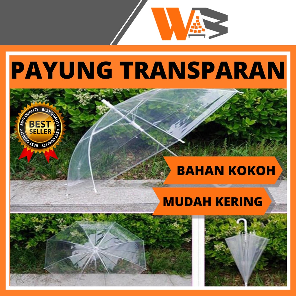 COD Payung Transparan Korea Payung Bening Transparan Korea Pvc 8 Bone 85Cm D15