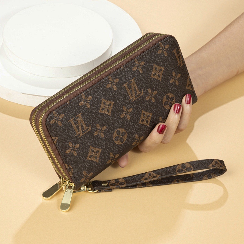 DOMPET PANJANG WANITA 2 RESLETING PREMIUM KULIT COKLAT CANDY WA446B7 BRANDED CEWEK SLOT KARTU UANG BESAR MUAT HP KOREA REMAJA KEKINIAN MURAH IMPORT BATAM
