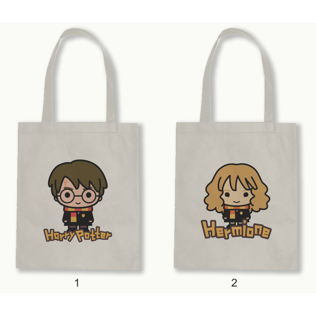 Tas Tote Bag Resleting Kanvas/Blacu  - Harry Potter Series.06