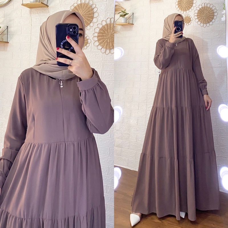 Gamis Polos Jasmine Ceruty Import Premium Dailydress