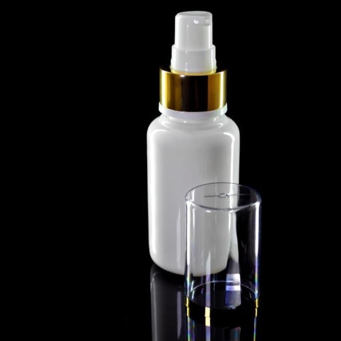 BOTOL PLASTIK 70ML TUBULAR PUMP TREATMENT GOLD SILVER / BOTOL KOSMETIK 70 ML PUTIH SILVER GOLD