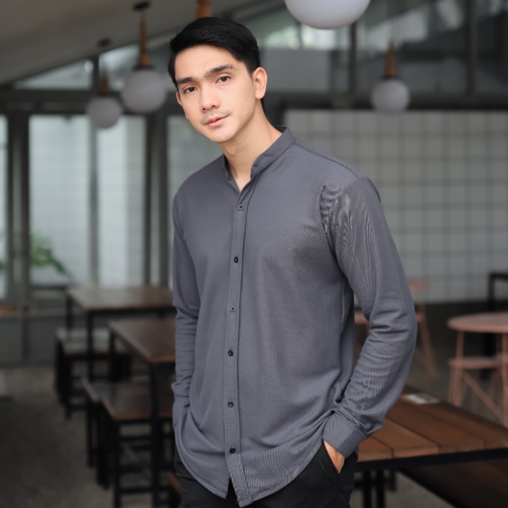 Kemeja Panjang Kemeja Polos Kemeja Slimfit Kemeja Besic Lengan Panjang Kemeja Kasual Abu