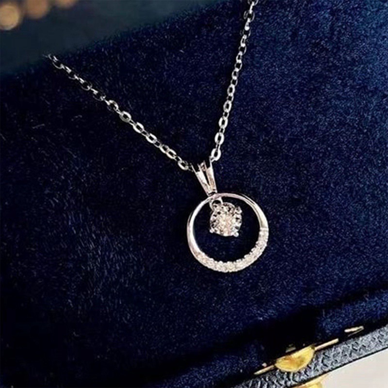 Kalung Liontin Lingkaran Warna Silver Rose Gold Gaya Minimalis Untuk Wanita