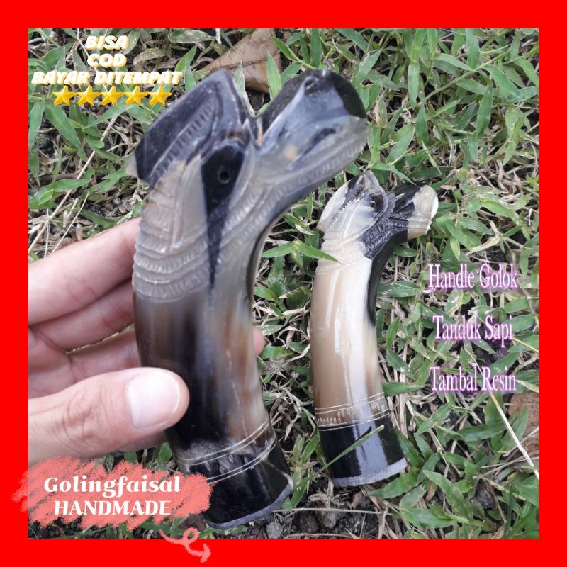 Gagang Golok Tanduk Original Gagang Golok Tanduk Sapi Ukiran Maung Kangkarengan