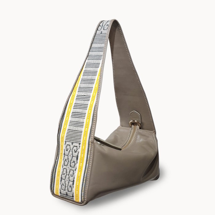Dapoza Wonder Bag Mini Tenun Leather / Tas Hobo Selempang Kulit Wanita - Tenun Kuning Murah
