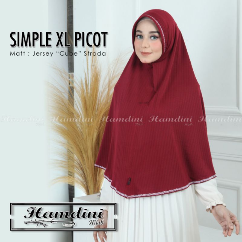 Jilbab Khimar Instan Syari Simple XL Picot Ori Hamdini