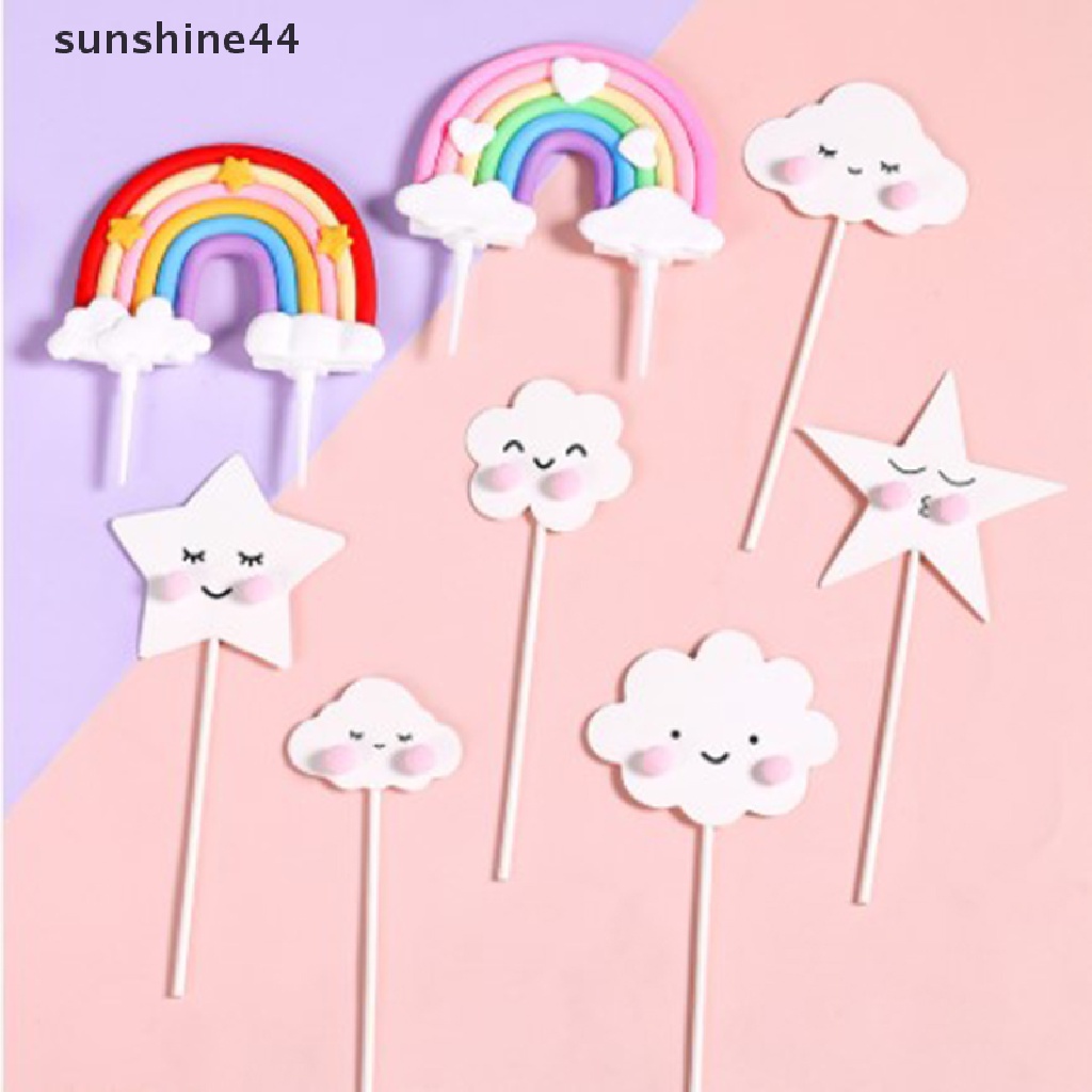 Sunshine Topper Kue Bentuk Awan + Bintang + Smile Untuk Dekorasi Pesta Anak