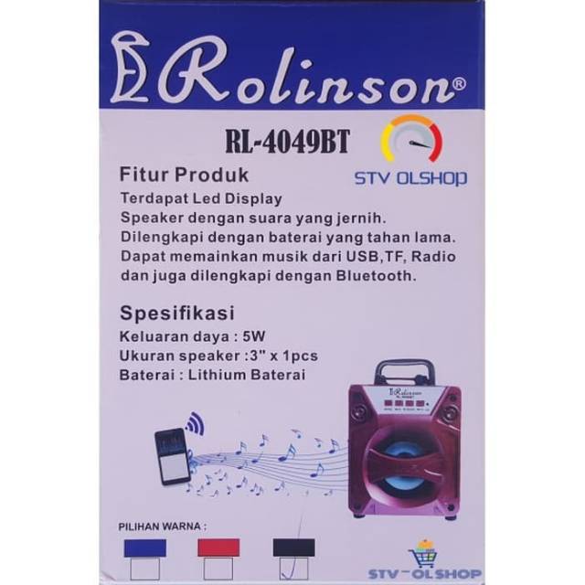 SPEAKER BLUETOOTH ROLINSON BL4049BT SUPER BASS/SALON AKTIF PORTABLE FM RADIO USB SPEAKER WIRELESS