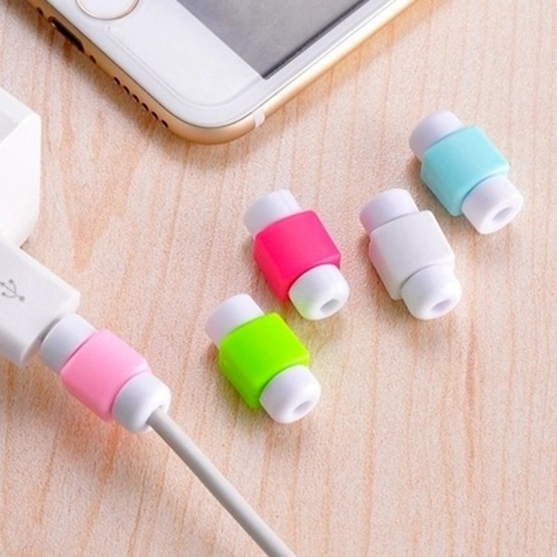 Ready Stock 1Pcs Kabel Pengisian Data Line Protector Candy Colors Silicone Bobbin Winder Pelindung Android iPhone Kabel USB