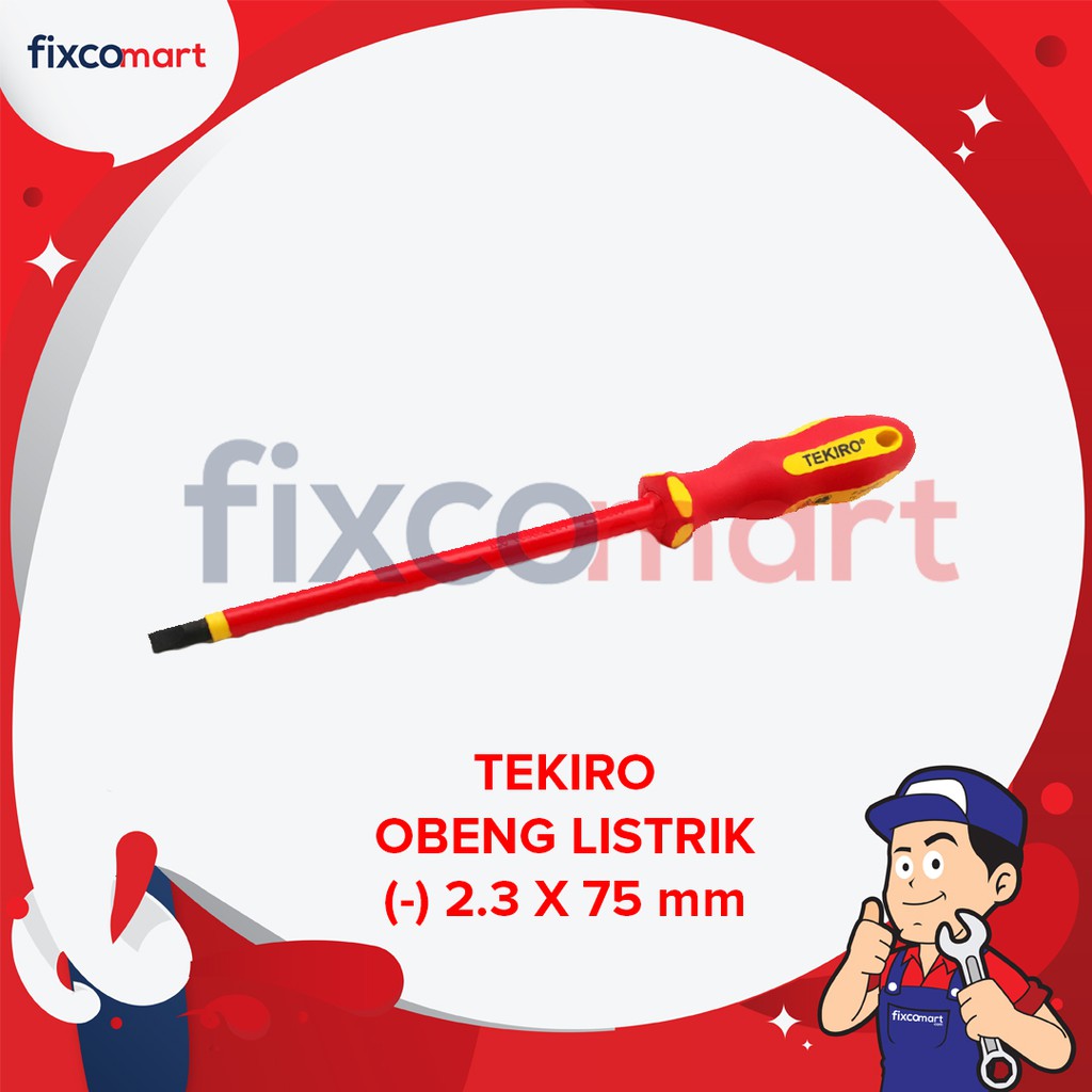 Tekiro Obeng Listrik (-) 2.3 X 75 Mm / Obeng Elektrik / Obeng Min