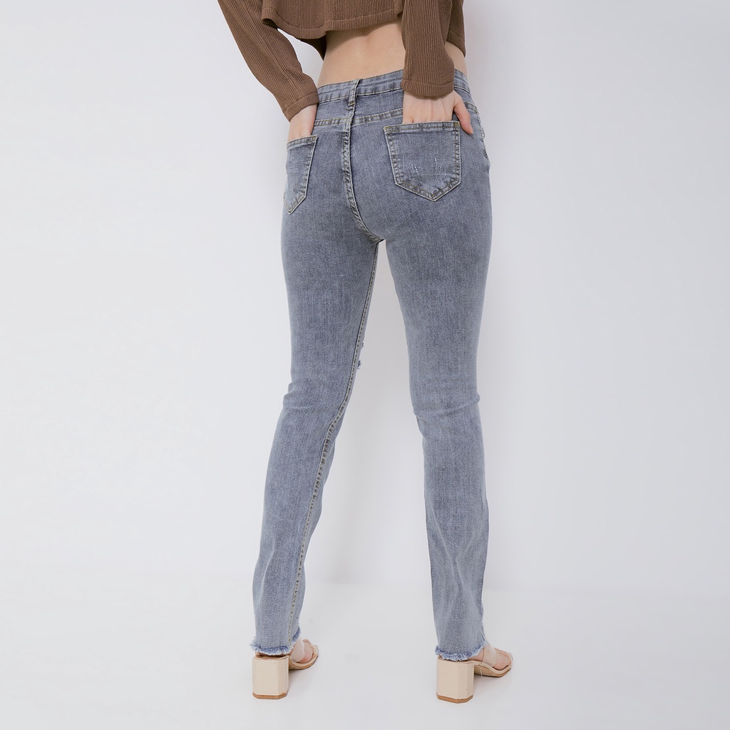 VIERLIN - Jeans 919 - HIGH WAIST CELANA JEANS ROBEK RIPPED