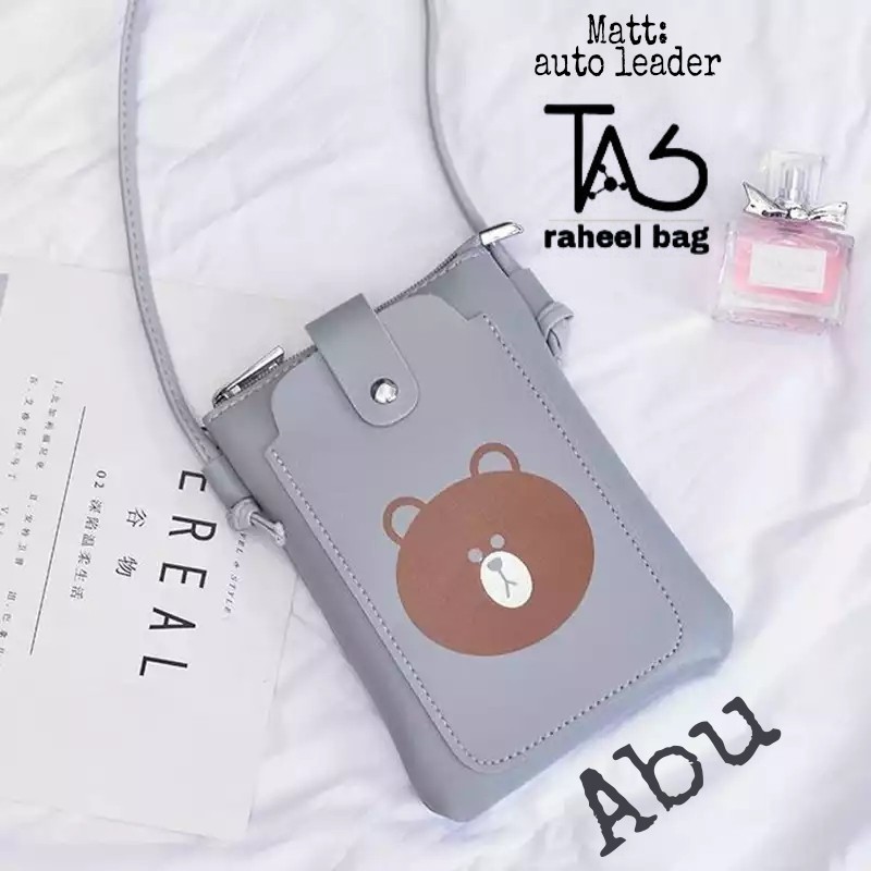 Tas Selempang Kecil Bear Line Pocket Sling Bag Fashion Tas HPO Kecil Cewek Lucu Murah Lokal Bandung
