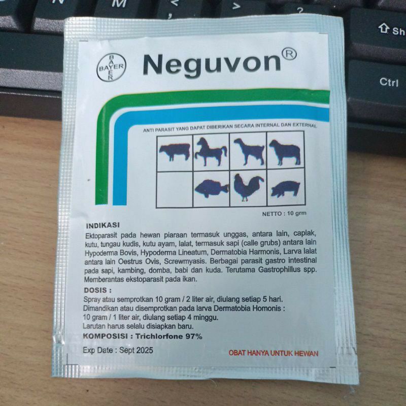 insectida bayer neguvon 10ml pembasmi kutu pada hewan