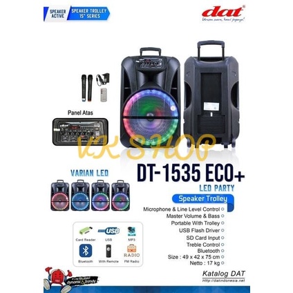 Speaker Portable Aktif DAT DT 1535 ECO+/ DT1535 ECO+ 15 Inch Trolley