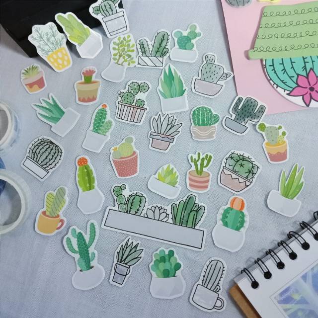 

Sticker Cactus 45 pcs / sticker aesthetic/stiker murah/stiker lucu/stiker estetik/sticker scrapbook
