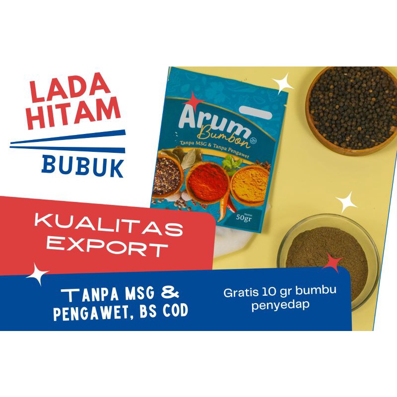 

bumbu rempah LADA HITAM / Black Pepper "Arum Bumbon" (Non MSG & Pengawet)