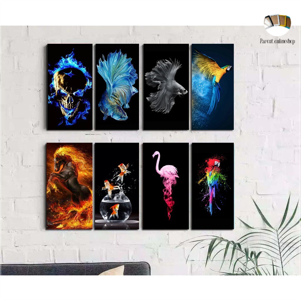 Hiasan dinding wall decor dekorasi hiasan gantung gambar pajangan hitam black aesthetic hewan