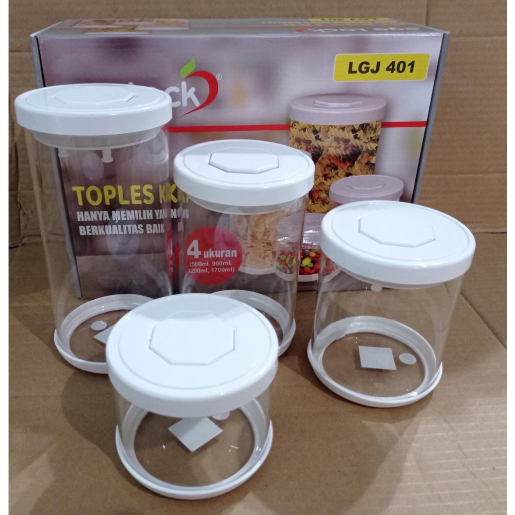 TOPLES KACA SET KUE /MAKANAN GLASS JAR AGE LOCK LGJ401