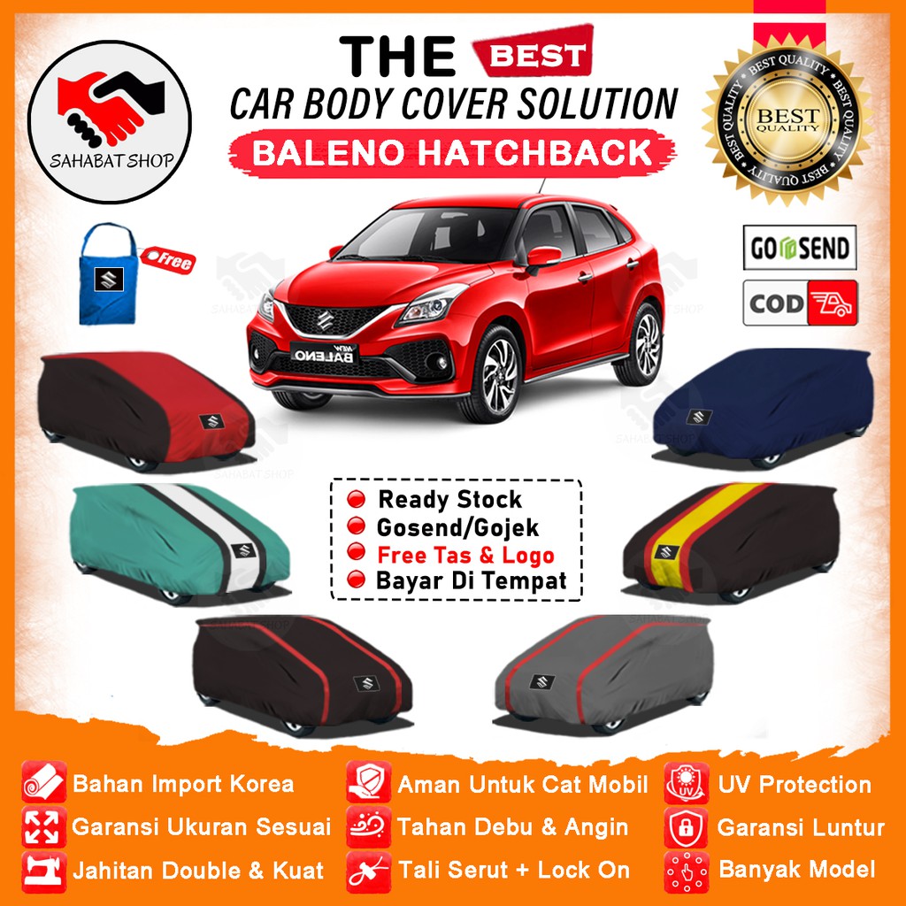 Sahabat Body Cover Mobil Baleno / Sarung Penutup Suzuki Baleno Hatchback Outdoor / Tutup Mantel Selimut Pelindung Kerudung Jas Pelindung Kerodong Bungkus Tutupan Terpal Kelambu Pembungkus Mobil Baleno Hatchback Waterproof Anti Air Model Orange