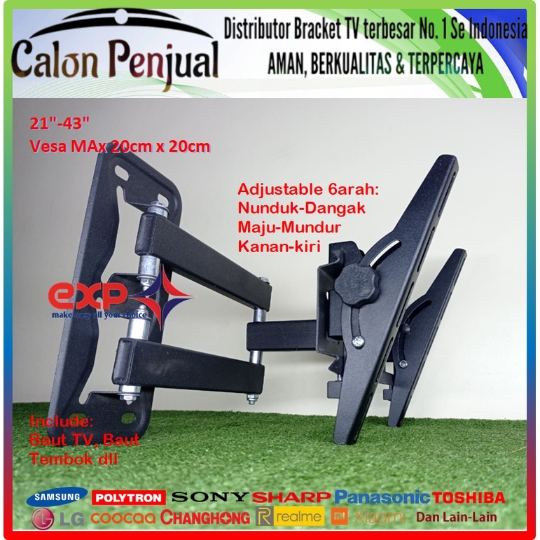 Bracket TV CHANGHONG 14 s/d 43 inch 6 ARAH FULL BESI SUPER KOKOH GARANSI 100% ORI