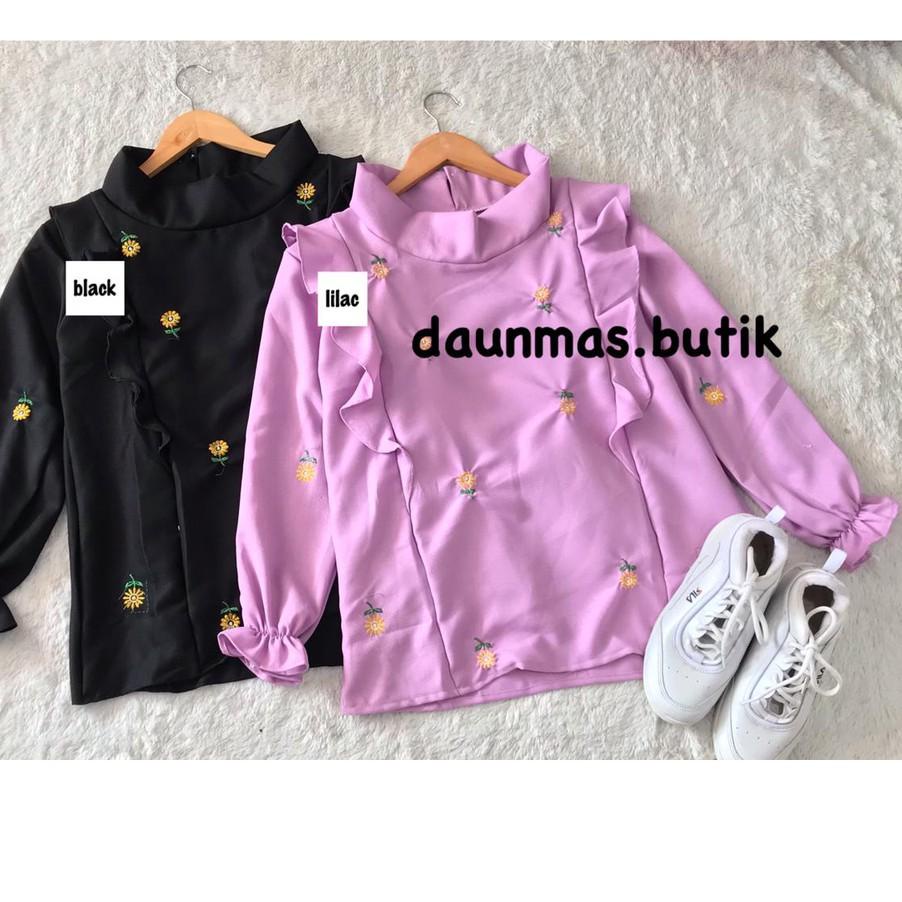 FZUR 1KG MUAT 5PCS | EZRA DAISY BLOUSE BORDIR RUFFLE SHIRT TOP BORDIR PREMIUM HITS OOTD SELEBGRAM FA