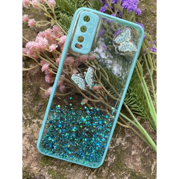 Softcase hp Vivo y20 / y20s / y12s / VivoY20 / VivoY20s / VivoY12s / morif gliter tanam kupu2