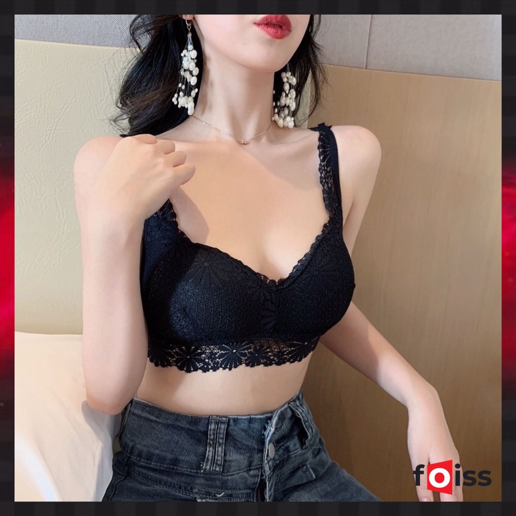 ✅𝐅𝐎𝐈𝐒𝐒® Bra Wanita BH Pakain Dalam Wanita  Fashion Crop Top Motif Bunga Tali Belakang 1048