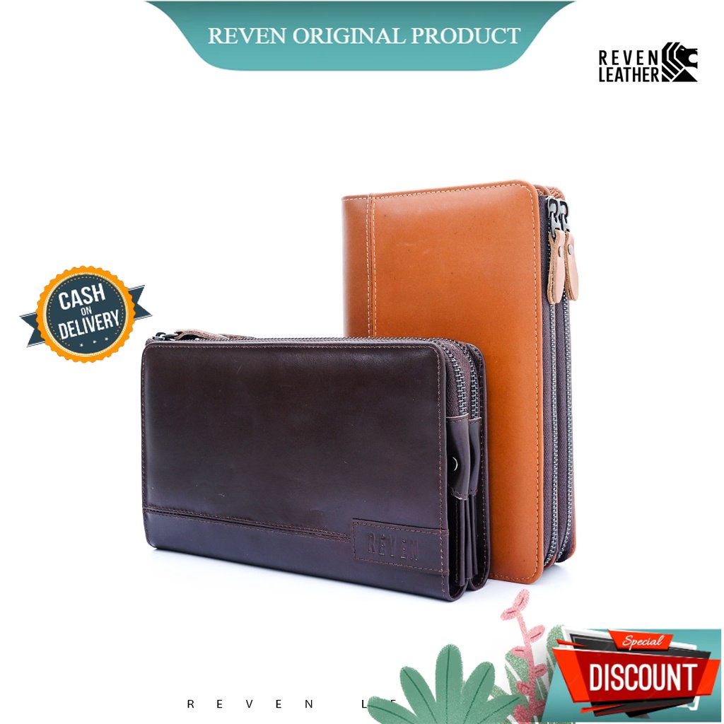 REVEN LEATHER - handbag pria / tas clutch pria kulit asli  Diamante