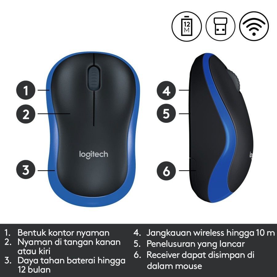 Logitech Mouse Wireless M185 Original