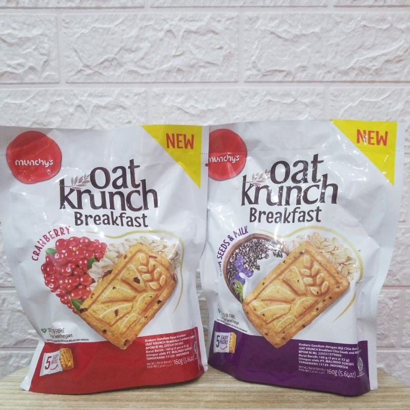 

Munchys Oat Krunch Breakfast 160gr. Tersedia dalam 2 rasa : Cranberry dan Chia Seeds & Milk