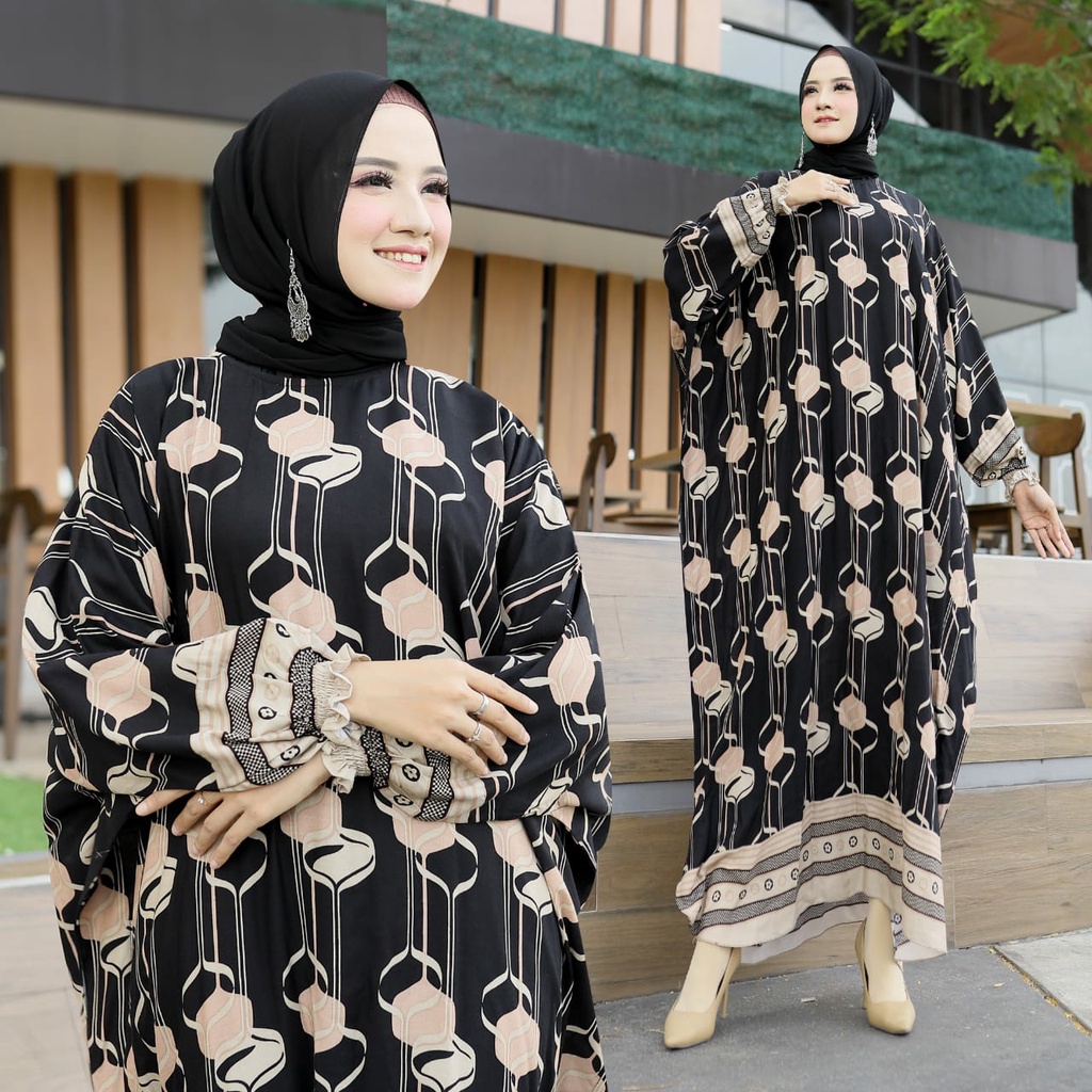 HOPYLOVY - Kaftan Gamis Wanita Muslim Jumbo  Kaftan Kurma