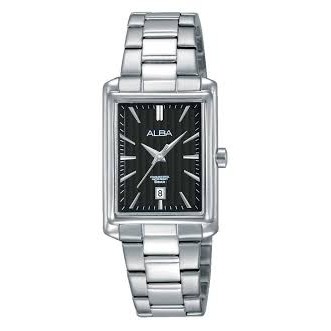 Jam Tangan Alba AH7J75X1 Ladies Wanita AH7J75 Black Silver Kotak Original Bisa Couple