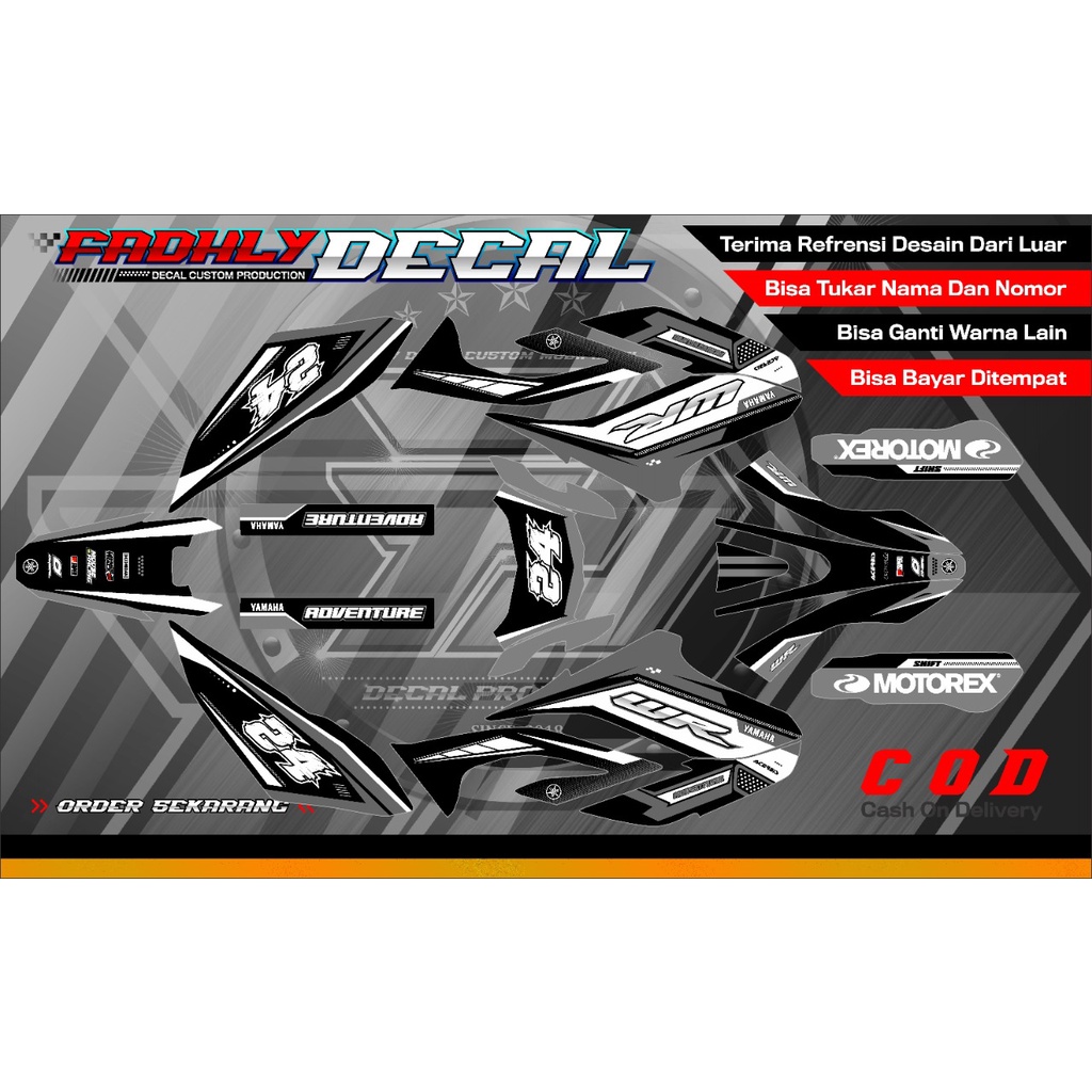Decal Yamaha WR Grey Hitam Putih Sticker Fullbody