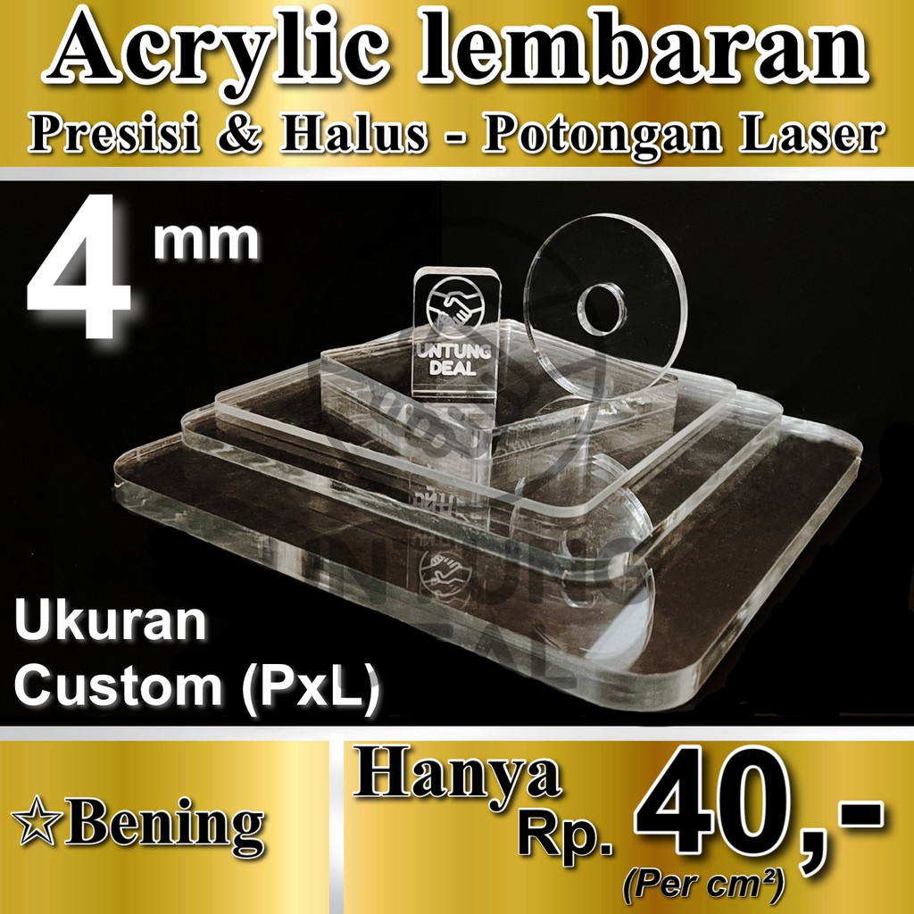 

Acrylic lembaran 4mm / Akrilik lembaran 4mm - Potong Laser - Custom - Bening