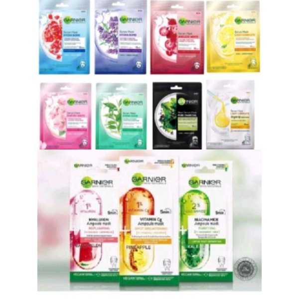 Garnier Serum Sheet Mask 28gr/Masker Serum Wajah Garnier All Varian