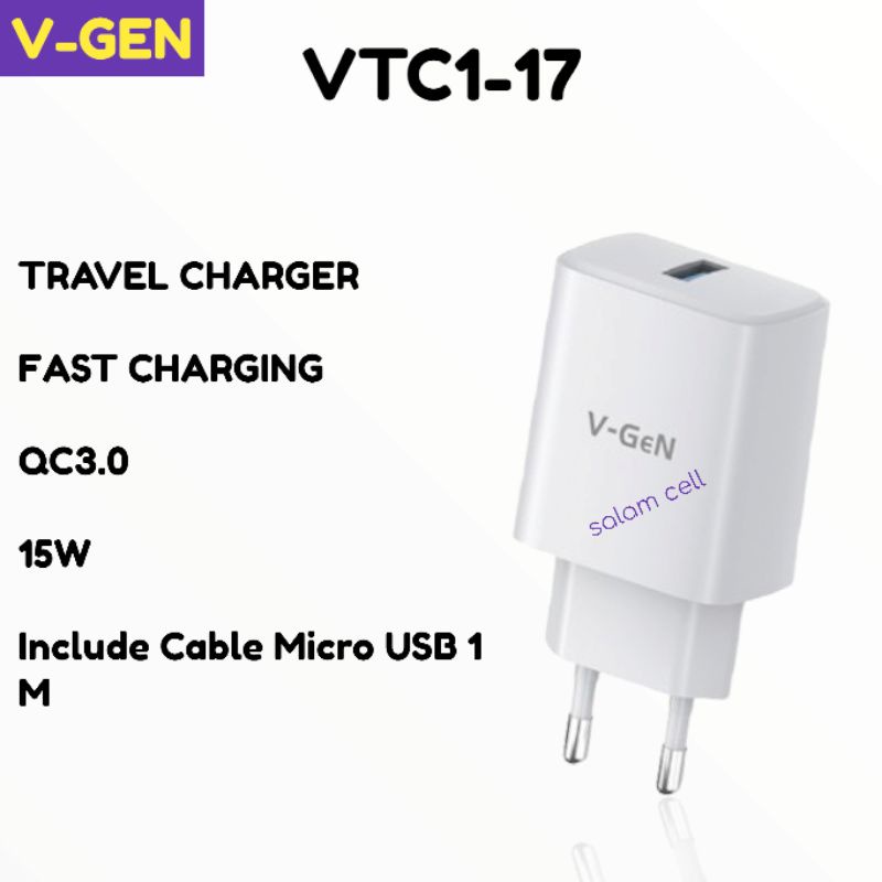 Charger HP V-GEN VTC1-17 Fast Charging Original Vgen Garansi Resmi