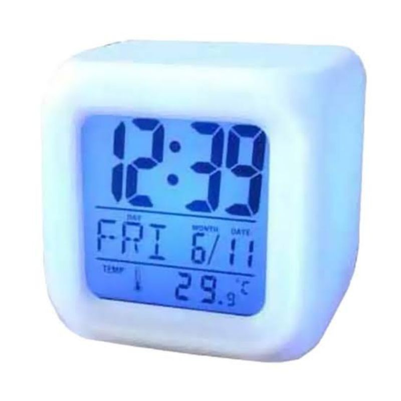 Makassar V31 jam moody kubus alarm digital LED 7 warna