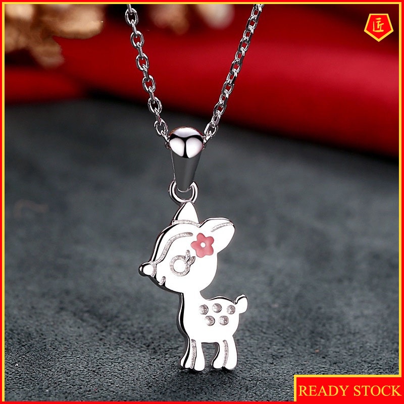 [Ready Stock]New Korean Style Flower Deer Pendant Women's Cute Sweet Fashion