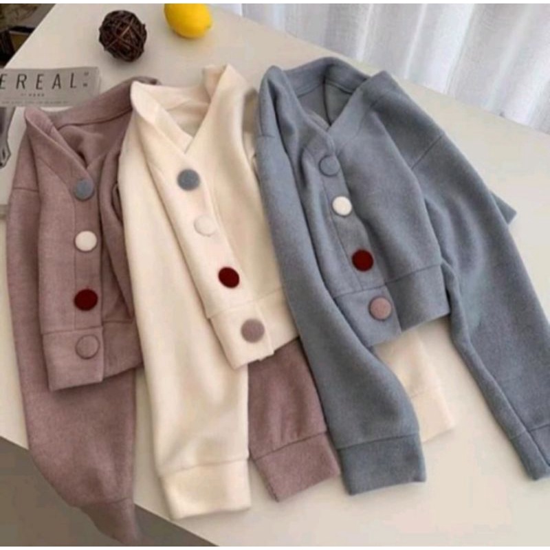 ♡Sweatee Croope Wanita♡ (Pharsa Croope Button Sweater)