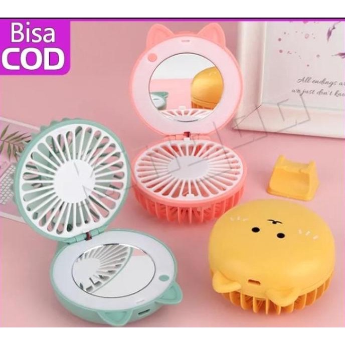 Kipas Comel + Kaca kipas mini kaca make up