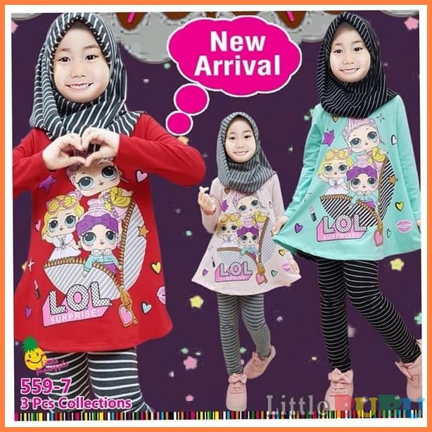 SETELAN LITTLE PINEAPPLE HIJAB ANAK LOL GARIS HITAM SETELAN LITTLE PINEAPPLE HIJAB ANAK LOL GARIS HITAM