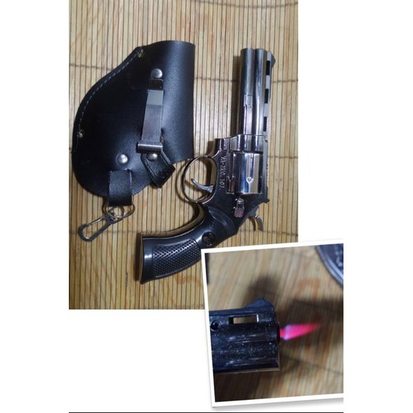 Super Sale! Korek Api Gas Model Pistol REV0LVER, Bonus Sarung, Lighter, Murah, Mantap